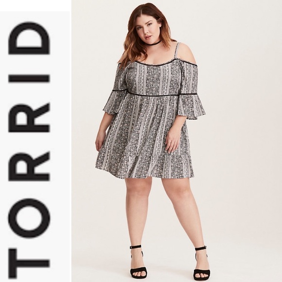 torrid Dresses & Skirts - Torrid Off Shoulder Mixed Print Dress